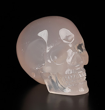 1.1" Rose Quartz Hand Carved Crystal Skull, Realistic, Crystal Healing