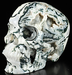 5.1" Tree Agate Hand Carved Crystal Skull, Super Realistic, Crystal Healing