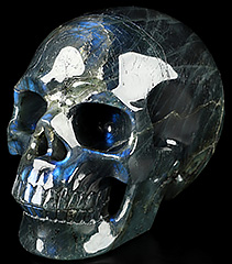 Flash 5.3" Labradorite Hand Carved Crystal Skull, Super Realistic, Crystal Healing