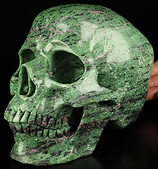 Super Realistic! Lifesized 7.3" Ruby Zoisite Hand Carved Crystal Skull, Crystal Healing