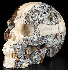 4.1" Tree Leaves Agate Hand Carved Crystal Skull, Realistic, Crystal Healing