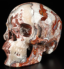 Gemstone 5.2" Red Crazy Lace Agate Hand Carved Crystal Skull, Realistic, Crystal Healing