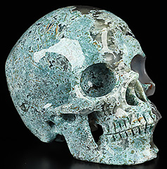 Translucent! 4.1" Green Moss Agate Hand Carved Crystal Skull, Realistic, Crystal Healing