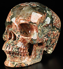 5.1" Sakura Green Quartz Rock Hand Carved Crystal Skull, Super Realistic, Crystal Healing