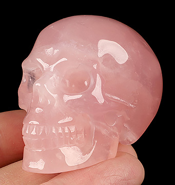 2.0" Rose Quartz Hand Carved Crystal Skull, Realistic, Crystal Healing