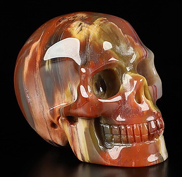 2.0" Petrified Wood Hand Carved Crystal Skull, Realistic, Crystal Healing