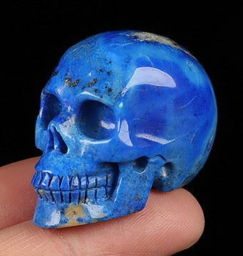 Gemstone 1.5" Lapis Lazuli Hand Carved Crystal Skull, Realistic, Crystal Healing