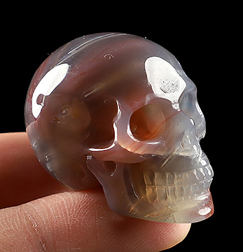 Gemstone 1.5" Mozambique Agate Hand Carved Crystal Skull, Realistic, Crystal Healing
