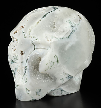 2.0" Tree Agate Star Being Female Alien Crystal Skull Companion, Hand Carved Gemstone Fine Art Sculpture, Reiki Healing Stone Statue