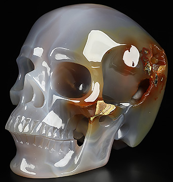 5.1" Premium Brazilian Agate Hand Carved Crystal Skull, Super Realistic, Crystal Healing