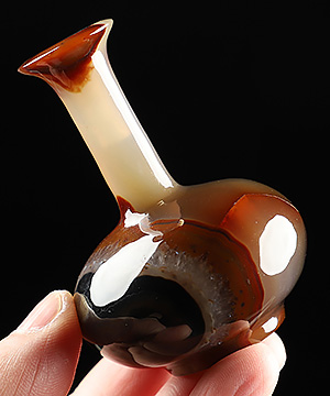 2.9" Premium Brazilian Agate Hand Carved Crystal Vase, Crystal Healing