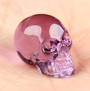 Gemstone 0.7" Amethyst Hand Carved Crystal Skull, Realistic, Crystal Healing