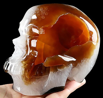 Amazing 5.6" Agate Hand Carved Crystal Skull, Crystal Healing