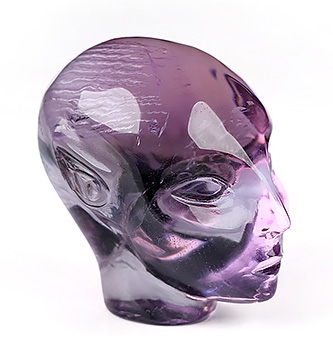 Gemstone 1.1" Amethyst Hand Carved Fairy Elf Alien Crystal Skull Companion Sculpture, Crystal Healing