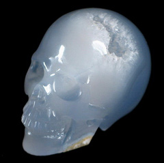 AAA Taiwanese Gem 2.0" Blue Chalcedony Carved Crystal Skull, Realistic