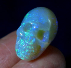 Amazing Australian Opal Carved Crystal Skull, Gemstone VIDEO