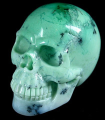 The Largest! Gemstone 3.1" Chrysoprase Carved Crystal Skull, Realistic