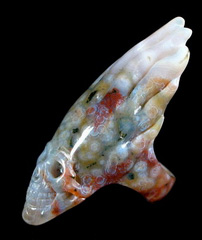 Amazing, Ocean Jasper Carved Skull with Bones Ring, Gemstone, Size 10