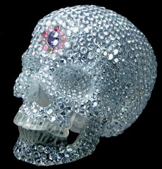 INCREDIBLE!! Clear Quartz Rock Crystal Carved Crystal Skull Inlaid With Cubic Zirconia