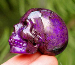 National Treasure of the South Africa, Bigger 1.5" Sugilite Carved Crystal Skull, Realistic
