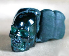 Chatoyant, 2.1" Malachite Mineral Specimen Carved Crystal Skull