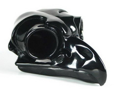 Lifesized 3.3" Black Obsidian Carved Crystal Owl Skull