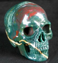 Biggest, 3.1" Bloodstone Carved Crystal Skull, SUPER Realistic