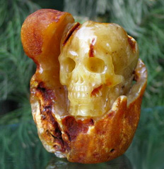Stunning Original 3.4" Baltic Amber Carved Crystal Skull