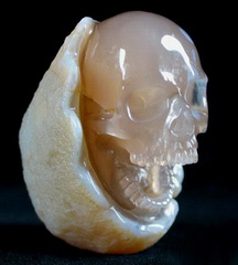 Original 2.8" Agate Carved Crystal Laughing Skull