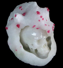 Gemstone, 3.6" Vietnamese Spinel&Ruby Mineral Carved Crystal Skull Original