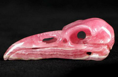 Gem 2.3" Rhodochrosite Carved Crystal Raven/Crow Skull