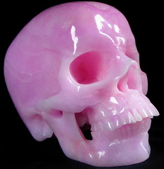 Amazing LIFESIZED/Life sized 7.6" Pink Aragonite Carved Crystal Skull, Super Realistic