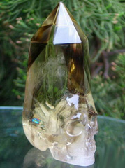 Stuning Rainbows, 4.2" Citrine Carved Crystal Skull Wand/point
