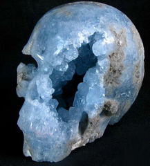 Stunning Geode, Huge 4.9" Celestite Carved Crystal Skull, Realistic