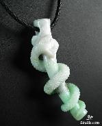 Chrysoprase Carved Snake with Coral Branch Pendant, Gemstone