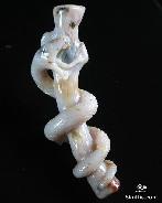 Ocean Jasper Carved Snake with Coral Branch Pendant, Crystal