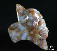 Ocean Jasper Carved Skull Ring, Crystal, Size 9