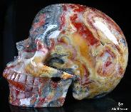 Great Patterns Giant 7.4" Crazy Lace Agage Carved Crystal Skull, Realistic