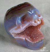 2.4" Agate GEODE Carved Crystal Skull, Original