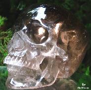 CLEAR Giant 7.1" Smokey Quartz Carved Crystal Skull, Super Realistic