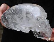 TITAN Sculpture: 11.3" Clear Quartz Rock Crystal Carved Elongated Mayan Alien Crystal Skull