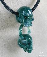 Green Moss Agate Carved Crystal Skull Pendant