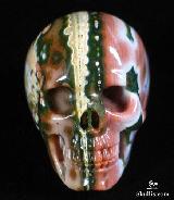 Recommend! Ocean Jasper Carved Crystal Skull Ring, Size 9
