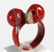 Red Jasper Carved Crystal Skull Ring, Size 10