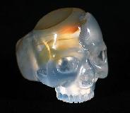 Translucent Agate Carved Crystal Skull Ring, Size 10