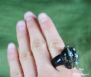 OPAL with Tiger Eye Carved Crystal Skull Ring, Size 11