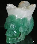 Druse 6.1" Green Fluorite Carved Crystal Skull, Realistic