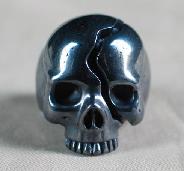 Hematite Carved Crystal Skull Ring, Size 9