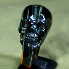 Tiger' Eye Carved Crystal Skull, Size 10 1/2