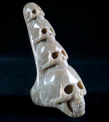 Gemstone, Coral Fossil Carved Crystal Skull Ring, Size 9